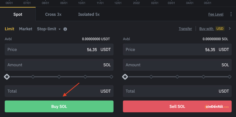 Cách mua đồng SOL trên Binance