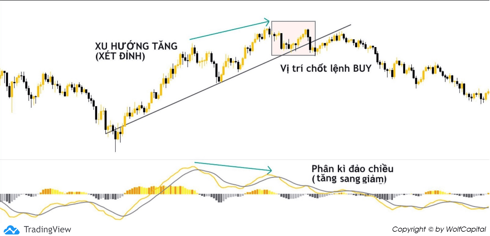 Ở xu hướng tăng thì xét đỉnh