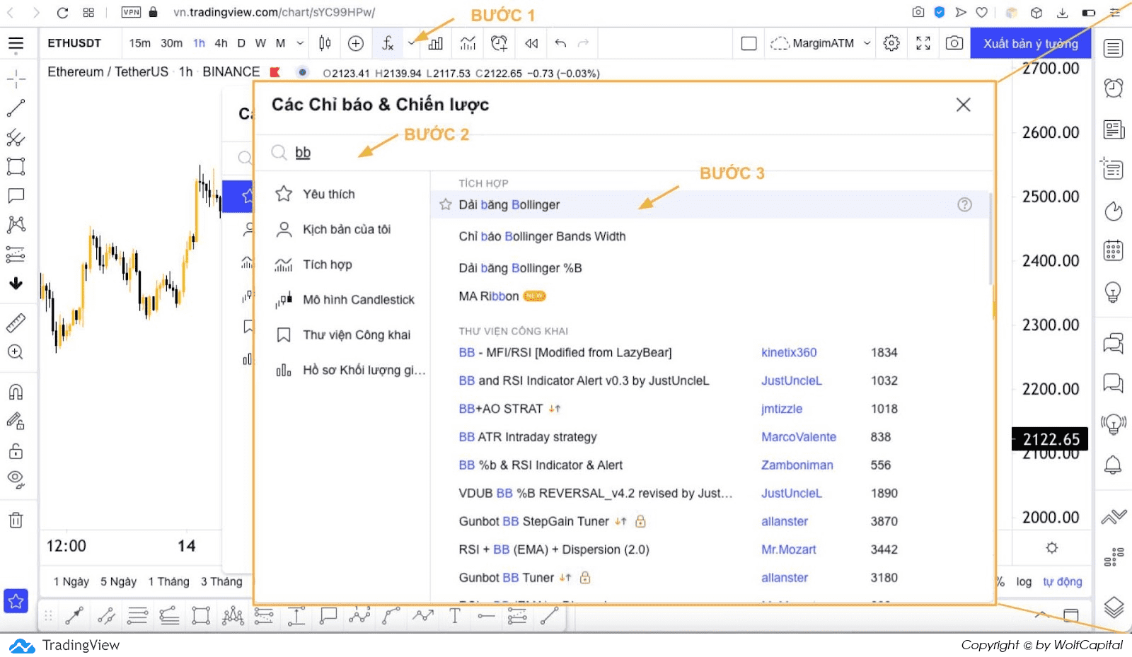 Cài chỉ báo Bollinger Band trên Tradingview