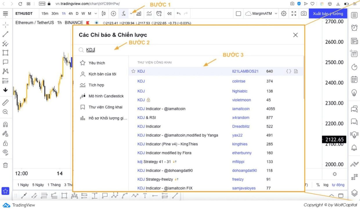 Cài đặt chỉ báo KDJ trên TradingView