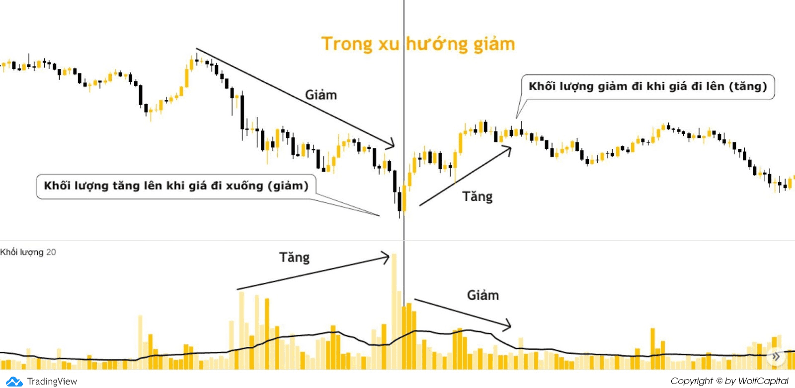 Khối lượng giao dịch trong xu hướng giảm