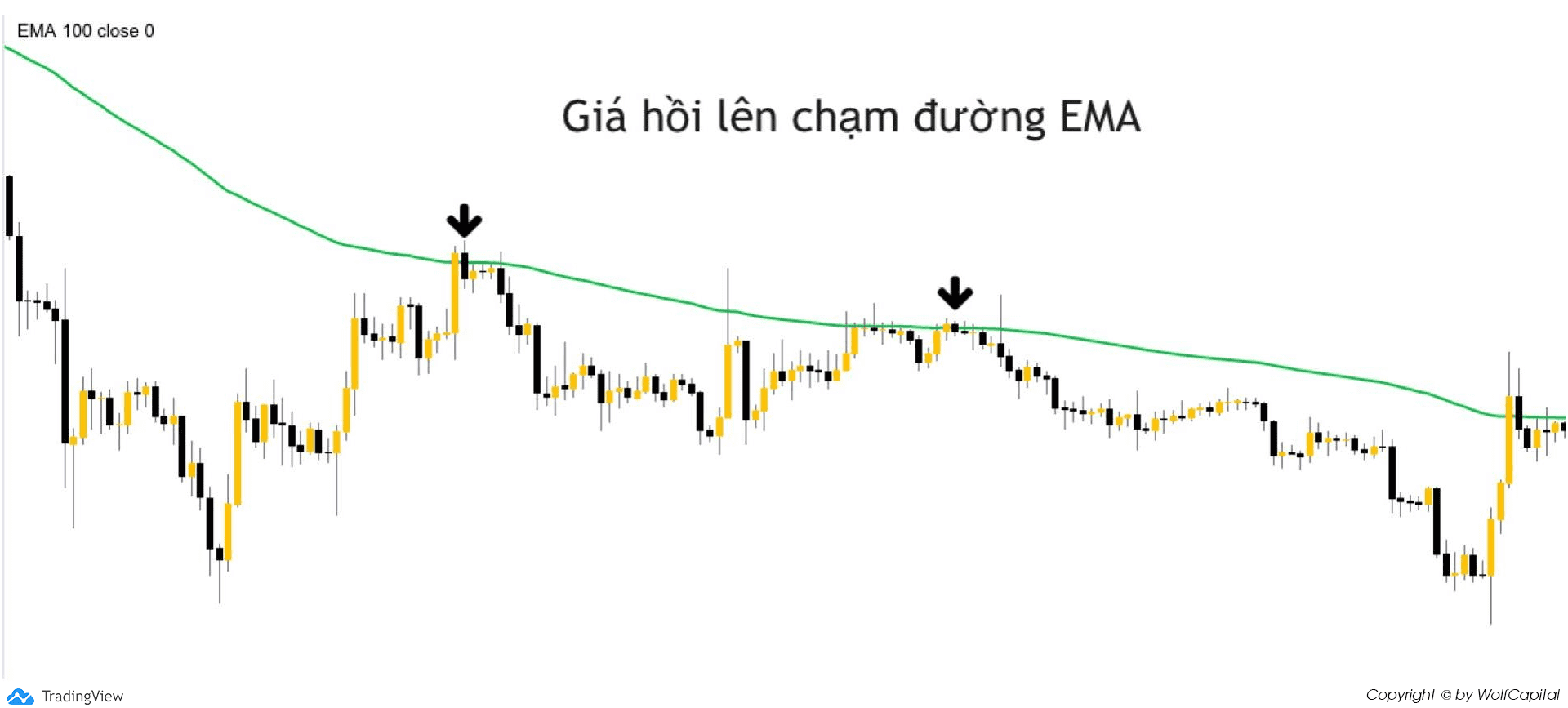 Thực hiện Sell khi giá hồi lên gần đường EMA