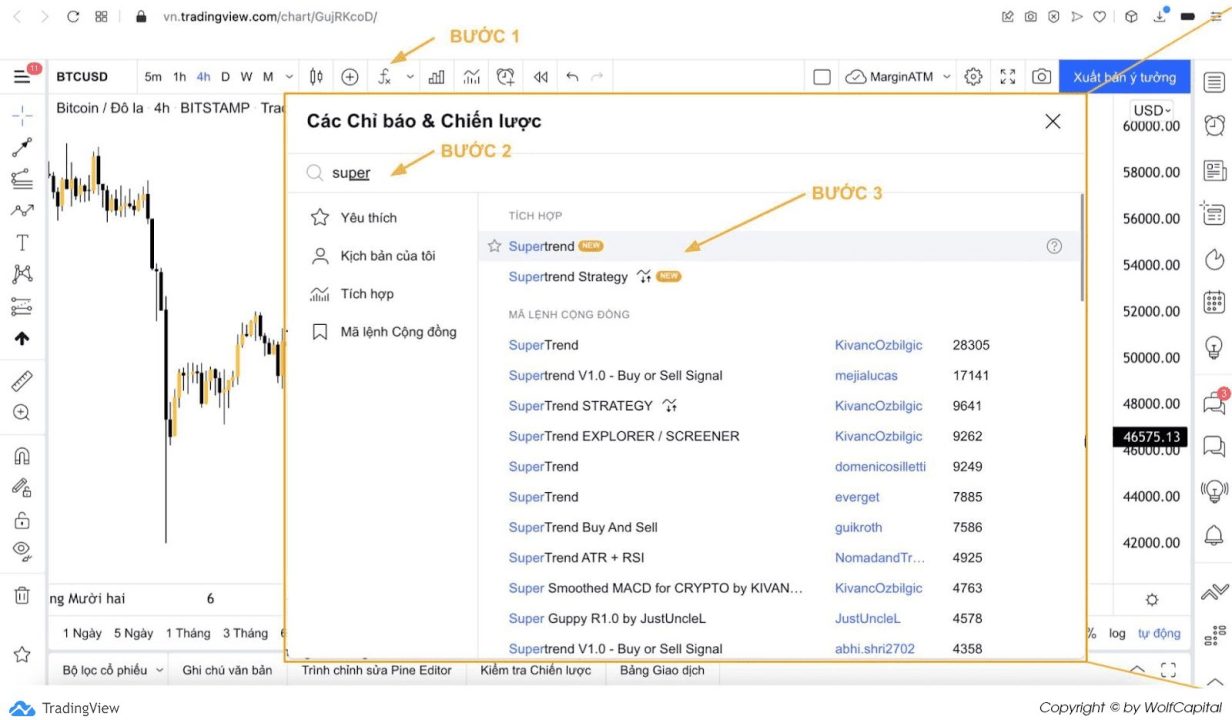 Cài đặt chỉ báo Supertrend trên Tradingview