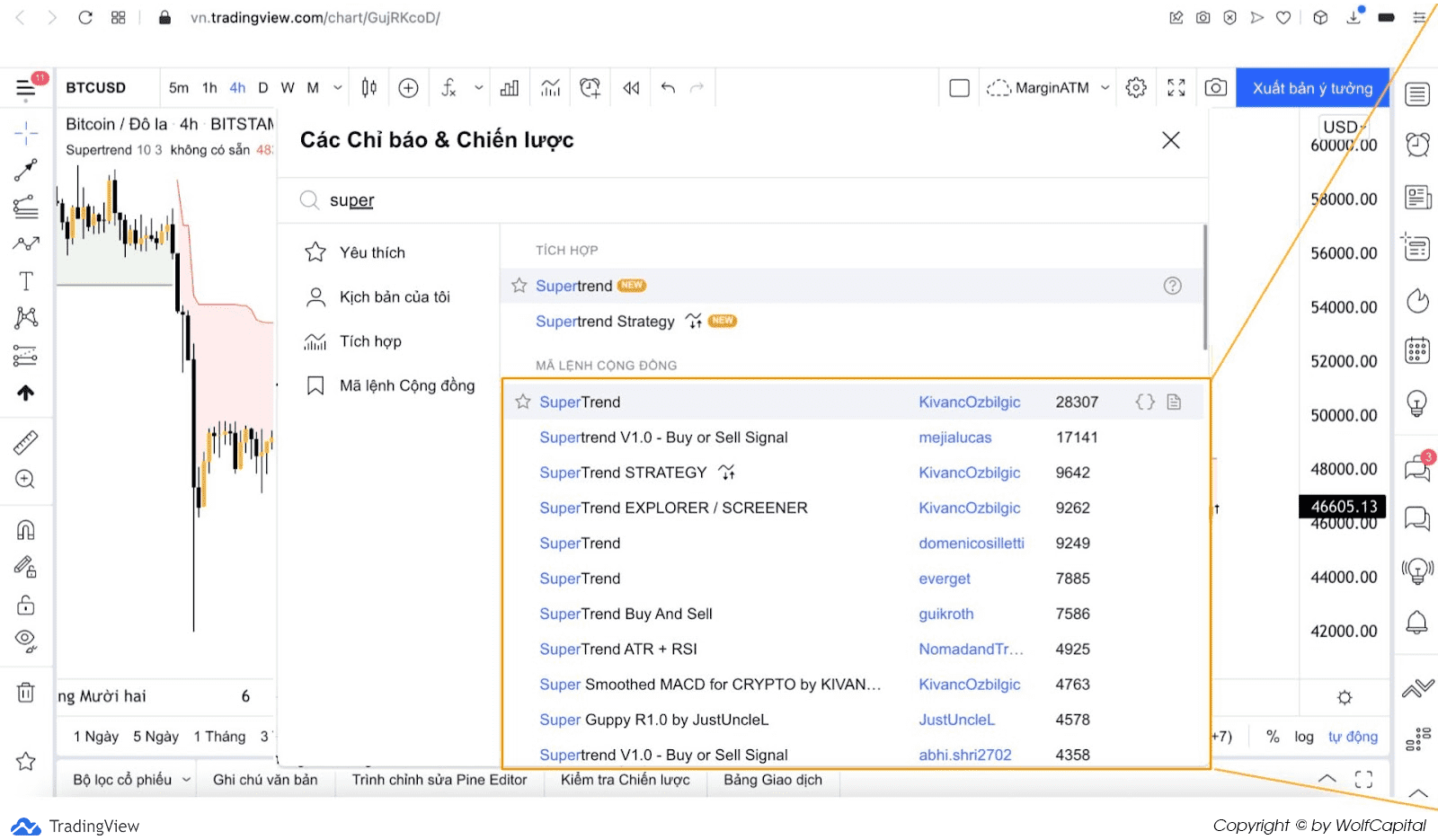 Cài đặt chỉ báo Supertrend trên Tradingview