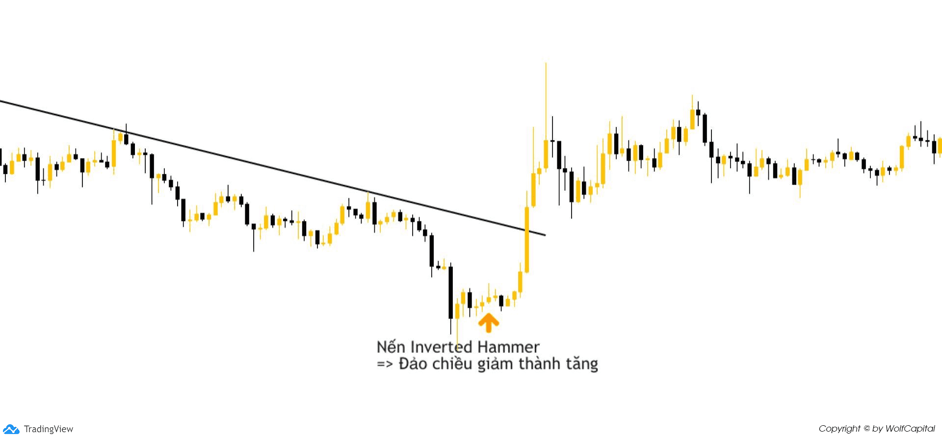 Xuất hiện nến Inverted Hammer TĂNG (Cam)