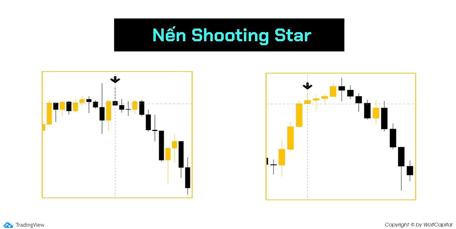 Mẫu nến Shooting Star tăng và giảm