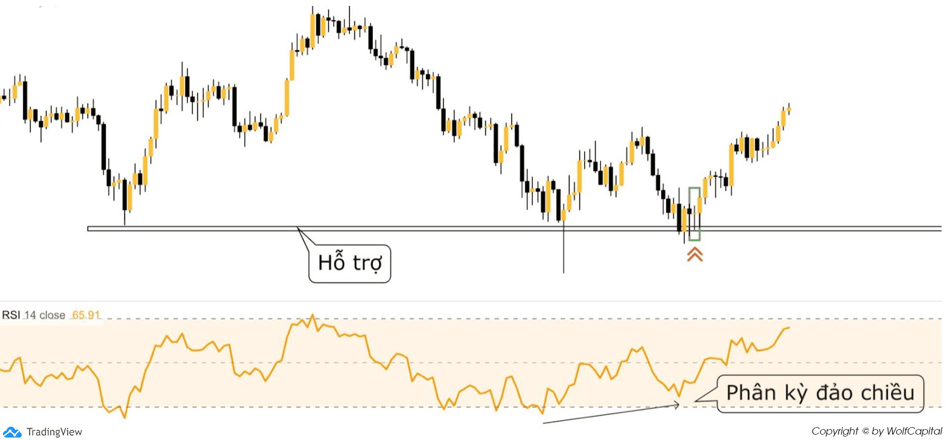 Sell khi nến Doji hồi về hỗ trợ