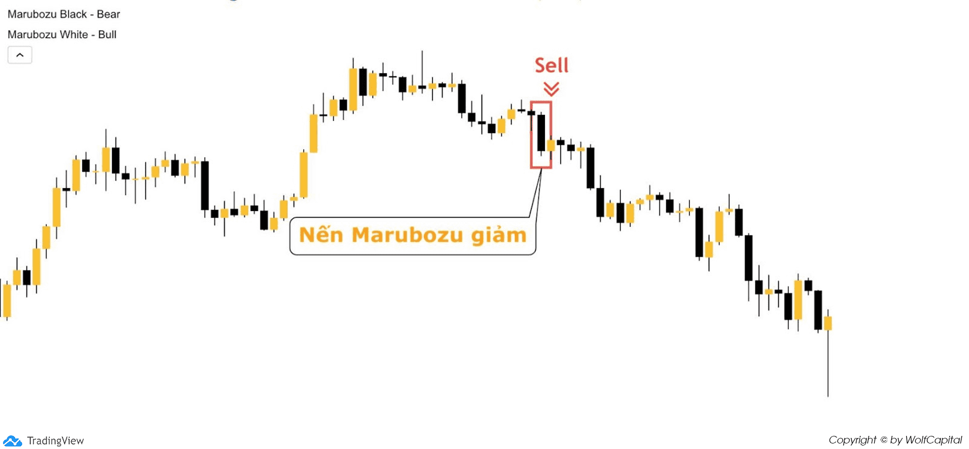 Sell ngay sau nến Marubozu giảm